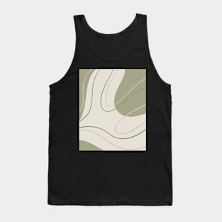 Green and Gray Geometric Art Shapes and Lines Tank Top